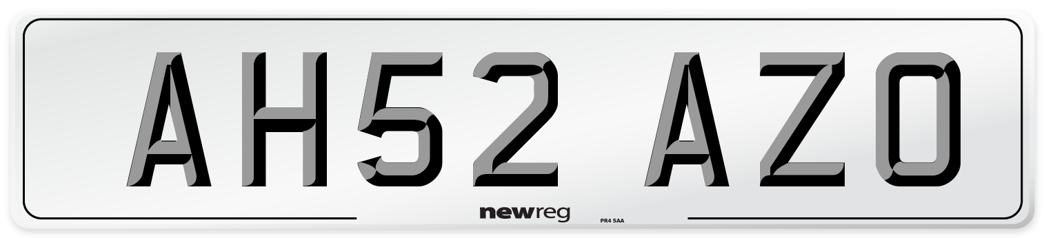 AH52 AZO Number Plate from New Reg